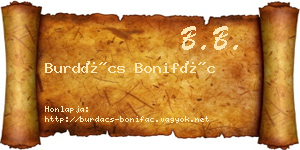 Burdács Bonifác névjegykártya